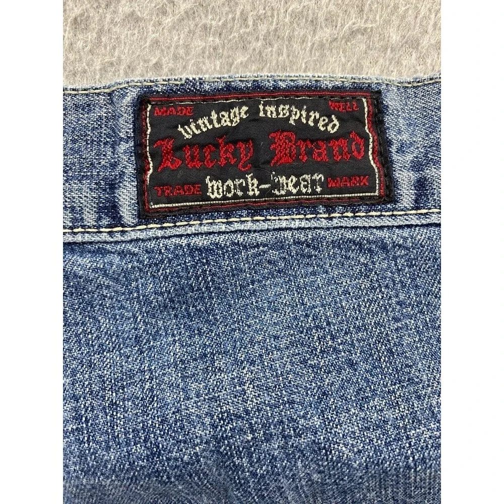Lucky Brand Workwear Mens Size 38 Carpenter Denim Shorts Light Wash Blue USA